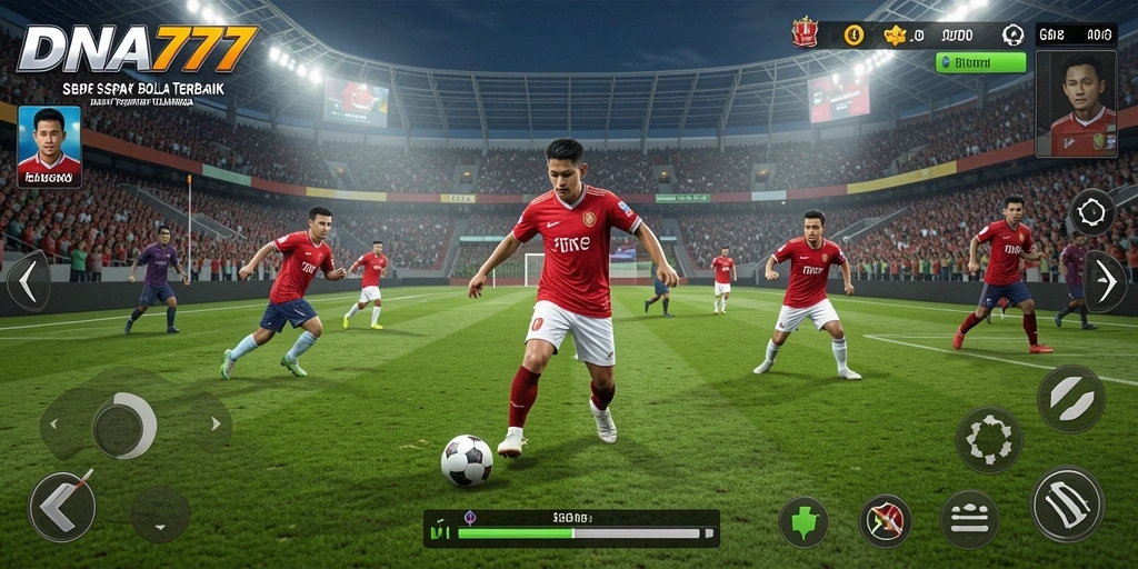 Tampilan gameplay DNA777 yang menakjubkan dengan aksi sepak bola seru.
