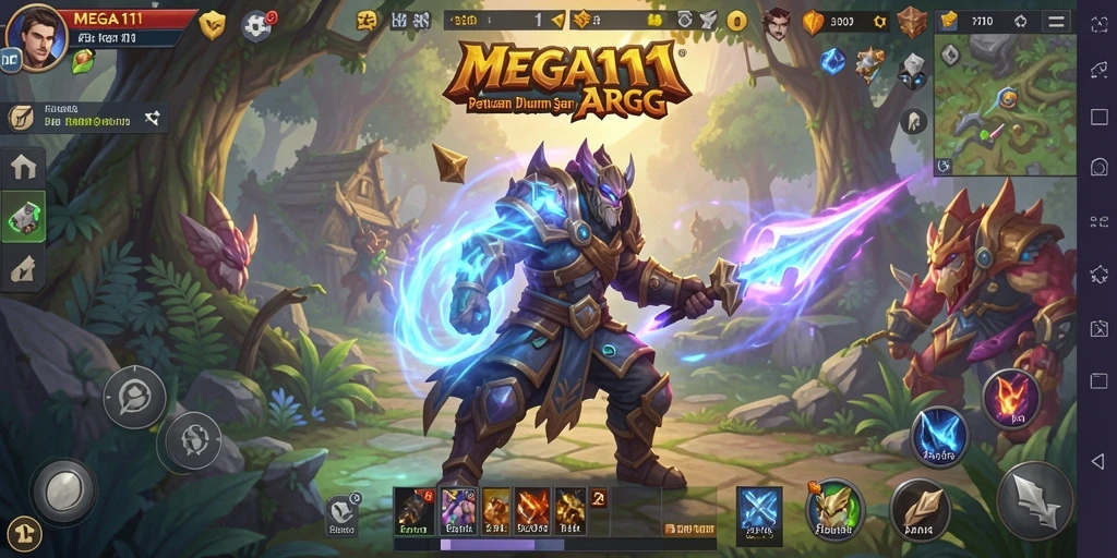 Tampilan gameplay epik dalam MEGA111 dengan karakter menarik.