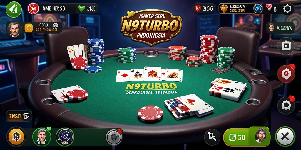 Tampilan gameplay N9TURBO yang mendebarkan dalam permainan Poker.