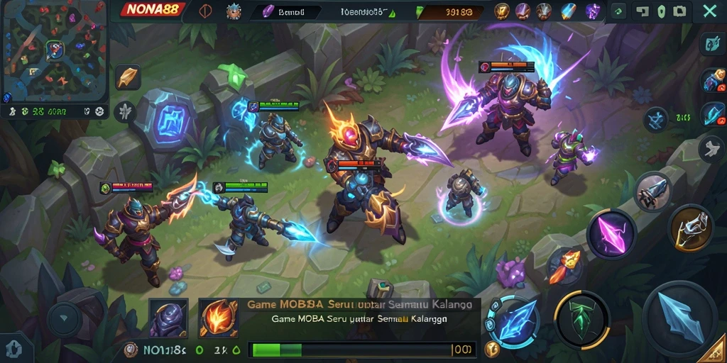 Screenshot gameplay NONA88 menampilkan pertarungan seru antar karakter.